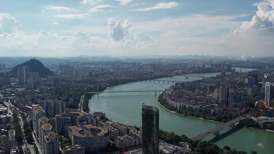 航拍广西柳州城市景观全景 4k