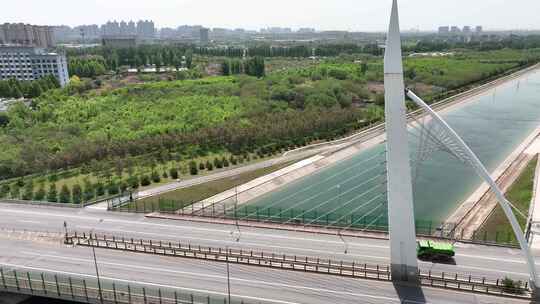 临河城区俯瞰航拍画面-邢台