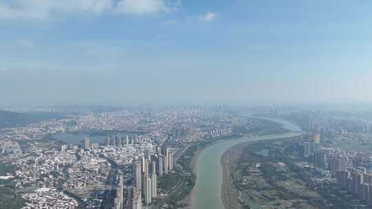 泉州大景航拍市区全景晋江两岸经济城市发展