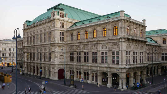维也纳歌剧院夜景视频素材模板下载
