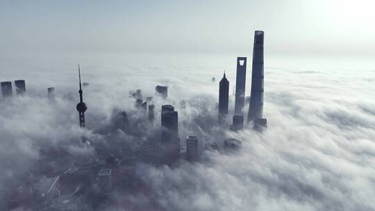 上海天际线平流雾延时摄影