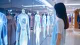VR购物新体验 未来科技时尚购物虚拟试衣高清在线视频素材下载