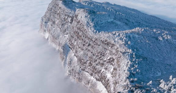 冬季峨眉山云海雪景航拍