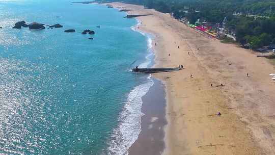 东海大海海边海水海浪沙滩海滩航拍风景唯美