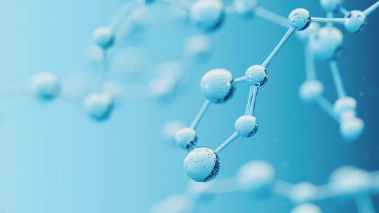 蓝色的微观分子 3D渲染