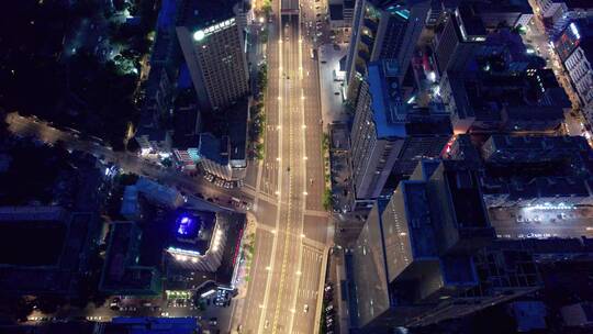 哈尔滨城市道路夜景航拍