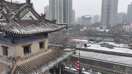 航拍西安雪景