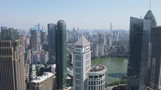 武汉汉口城市高楼商务建筑金融中心航拍