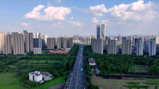 杭州钱江新城城市中轴线航拍