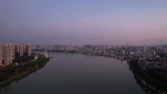 广东惠州城市夜幕降临夜景灯光航拍