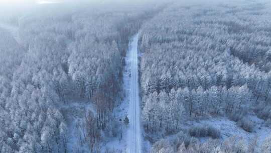 大兴安岭林海雪原和山路