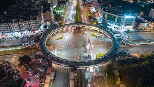 深圳龙华网红大和天桥夜景交通延时