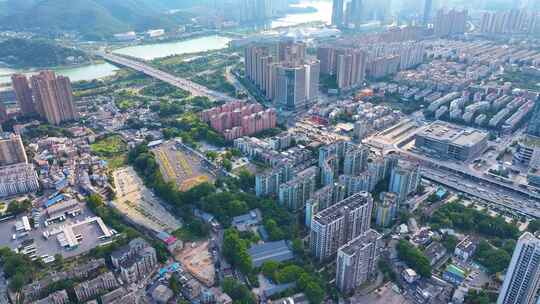 湖南长沙梅溪湖公园风景桃花岭风景区航拍城视频素材模板下载