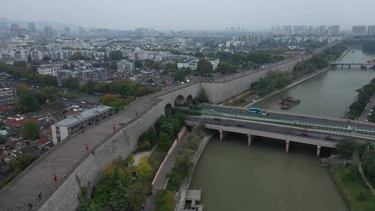 航拍南京古城墙视频素材模板下载