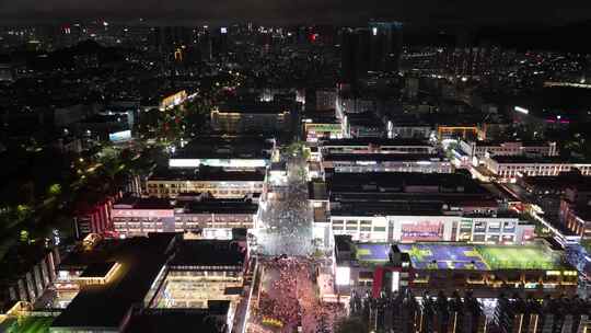 合集深圳大浪商业圈步行街夜景人流航拍