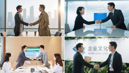 企业商务合作握手项目达成握手特写合集