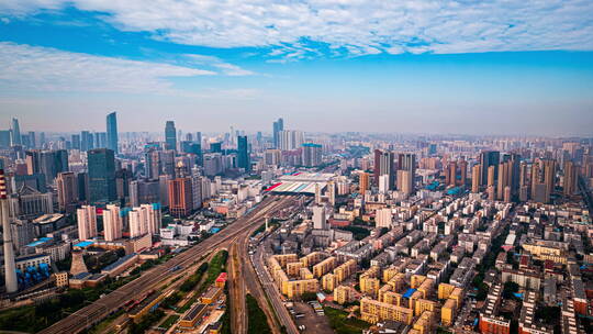 辽宁沈阳北站火车站高铁站航拍城市风景