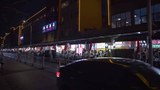 杭州滨江啦喜街美食广场人流夜景4K视频合集