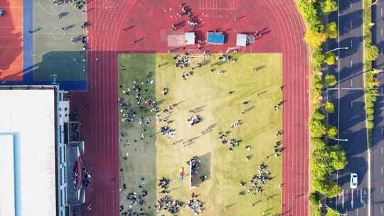 学校操场校园运动会航拍