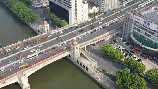 广州人民桥珠江景色航拍原素材