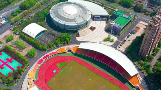 原创拍摄德清县体育中心足球场亚运场馆视频素材模板下载