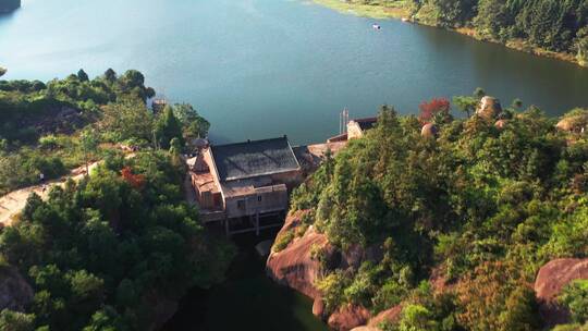 航拍温州大罗山水库景区