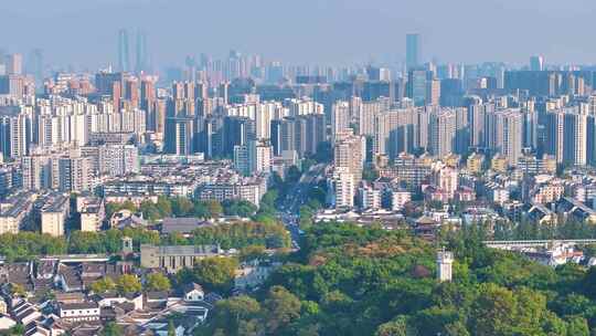 浙江杭州上城区城市大景全景航拍视频素材模板下载