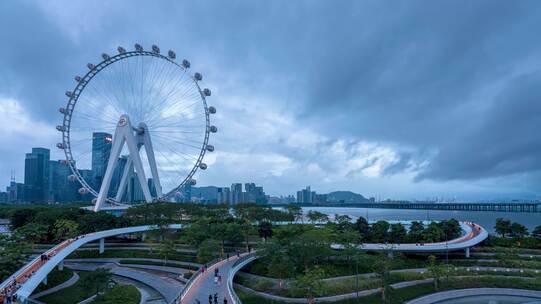 深圳 前海 摩天轮暴雨8K延时