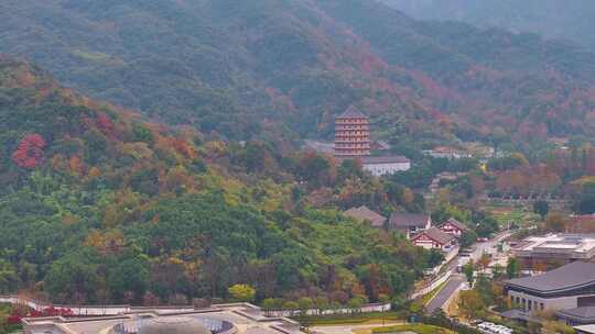 浙江绍兴会稽山景区大禹陵景区航拍越城区风