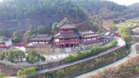 女皇故里四川省广元市皇泽寺景区白昼航拍