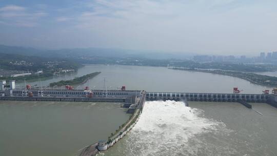 旅游景区湖北宜昌长江三峡葛洲坝航拍