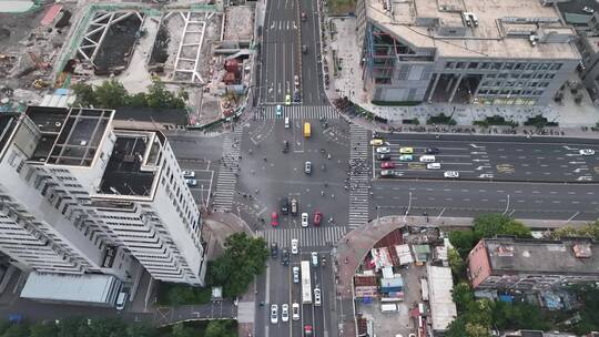 上海桂林路十字路口航拍空镜