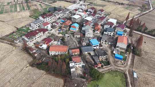 集中农村房屋建筑田园航拍