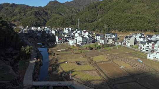 安徽皖南休宁大阜村山区农村建筑航拍