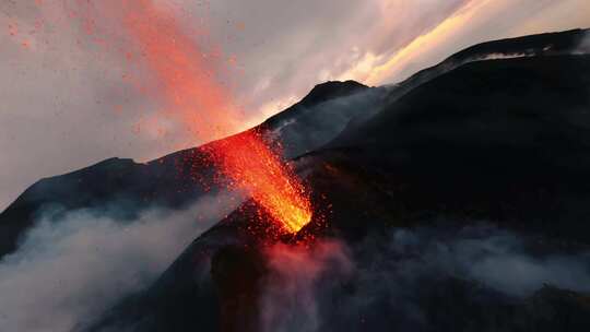 火山喷发岩浆喷发FPV穿越机无人机航拍