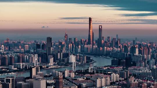 上海陆家嘴CBD天际线8K航拍