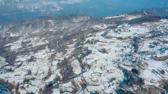 4k航拍恩施雪山雾凇风光