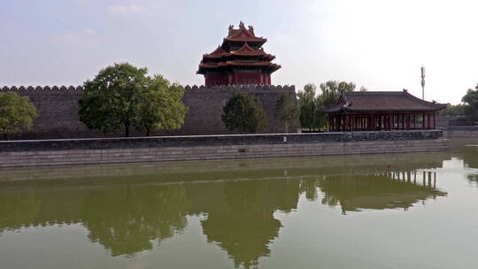 北京故宫角楼与护城河视频素材模板下载