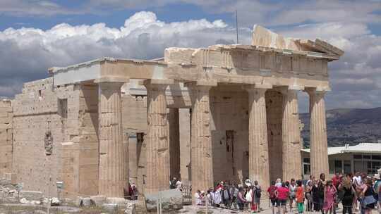 希腊帕特农神庙建筑古迹全景镜头