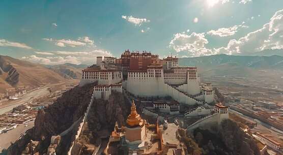 布达拉宫航拍全景