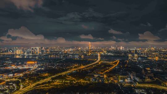 8K航拍广州全景城市天际线延时摄影