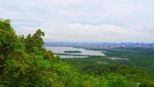 杭州西湖春天景区与城市建筑风景