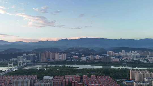 陕西宝鸡渭河两岸绿化植物航拍