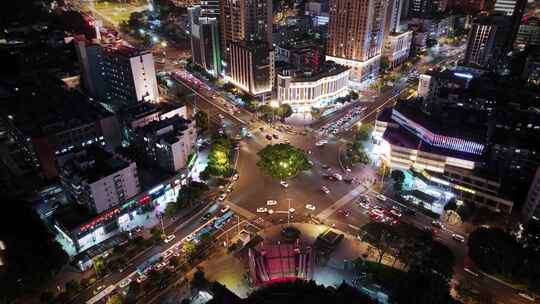 福州城市夜景车流航拍（树兜站）