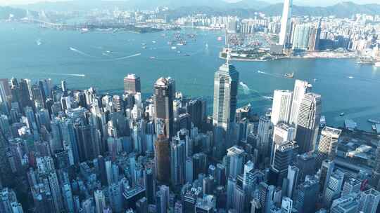香港维多利亚港航拍香港城市建筑风光风景