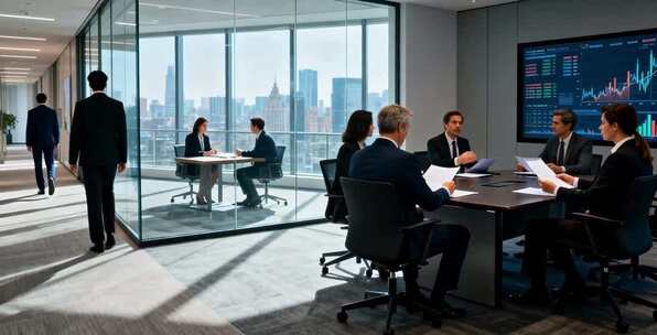 办公室内白领开会场景