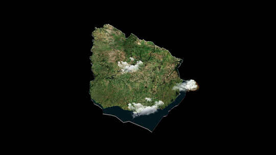 乌拉圭3D国家地图动画透明Alpha