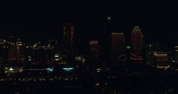 航拍海南城市夜景