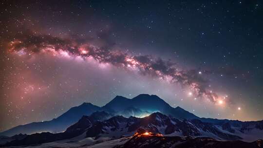 山脉星空银河夜景素材