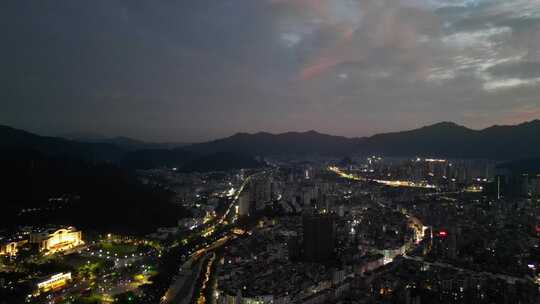 广东云浮城市夜景航拍